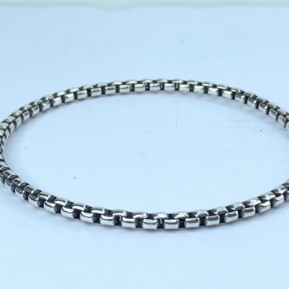 James Avery Retired Sterling Silver Rustic Box Chain Bangle Bracelet 8" JR661 - Picture 4 of 7